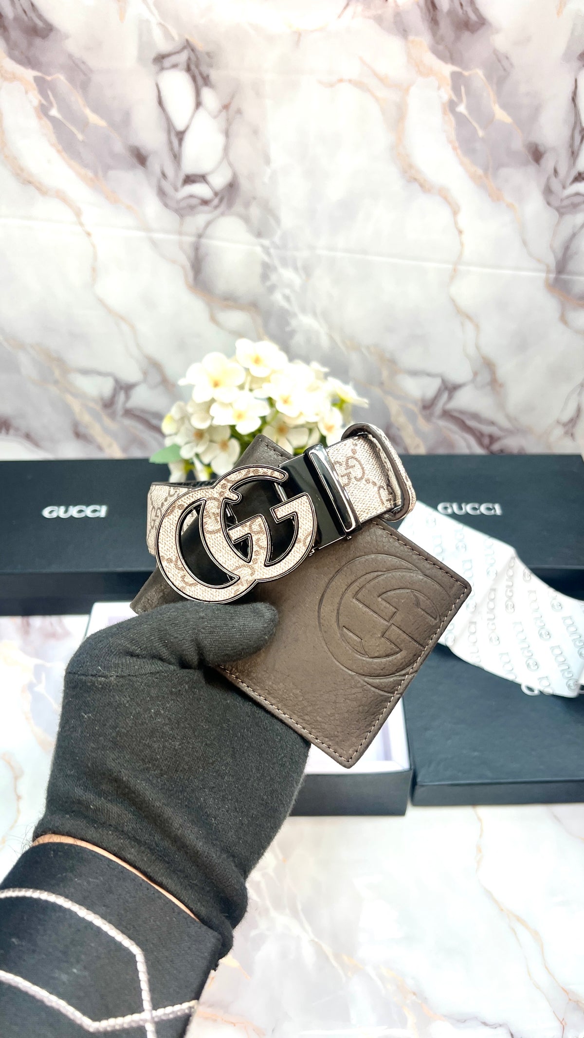 GUCC_I PREMIUM QUALITY IMPORTED AUTOLOCK BELT N WALLET COMBO GG