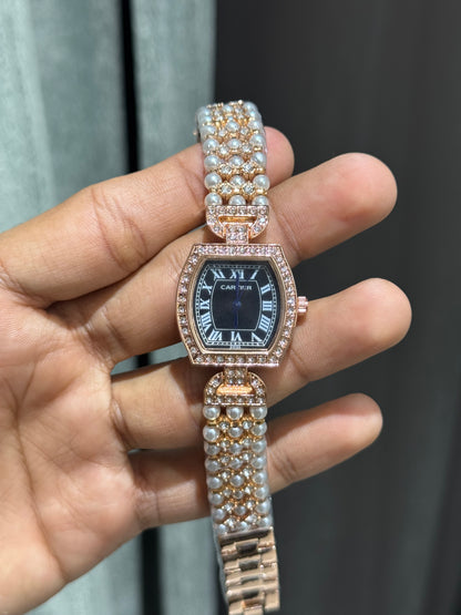 Cartie r Pearls Copper Black Premium Ladies Watch