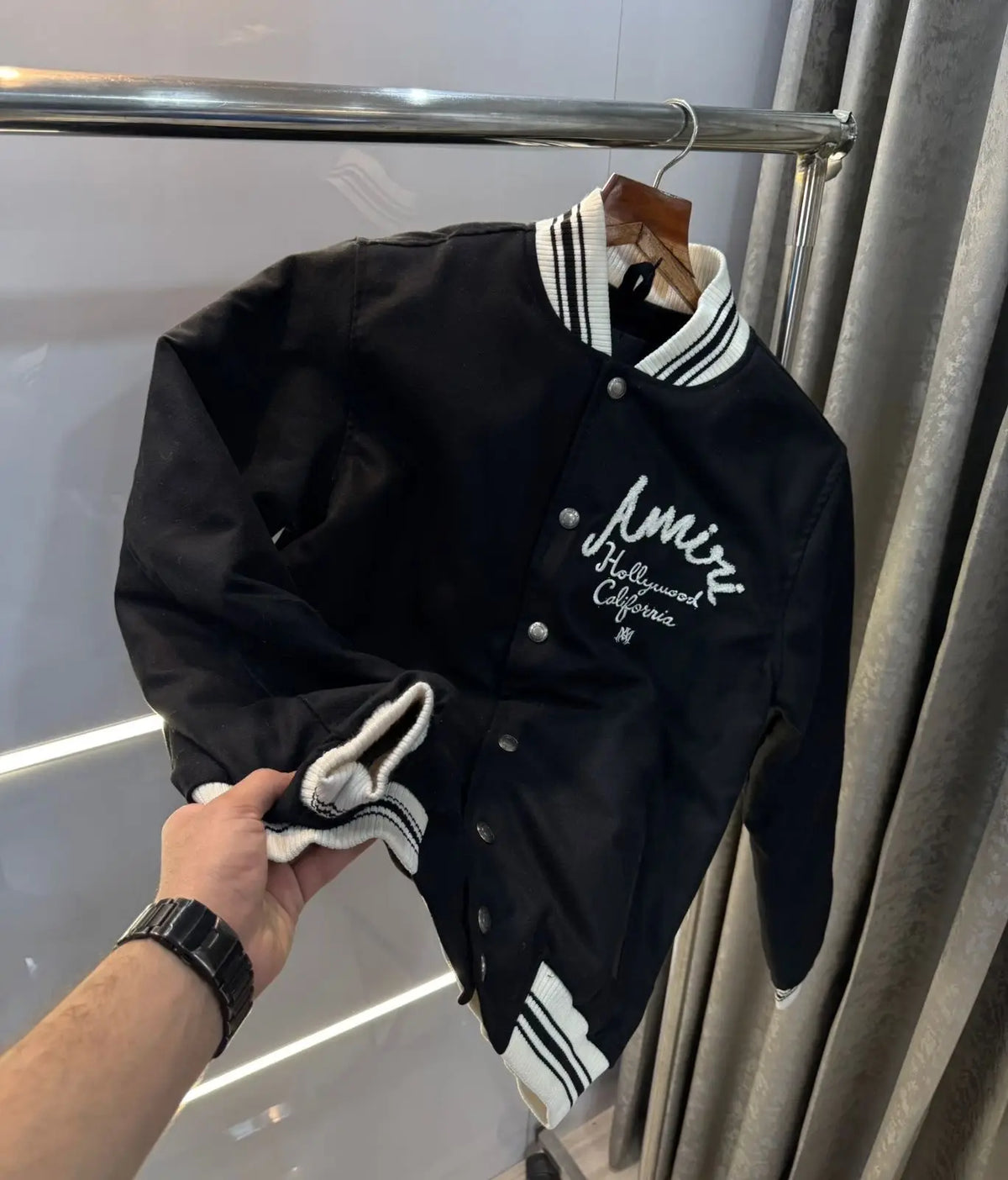 Amir i black embroidery logo bomber  Imported Jacket