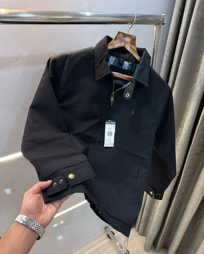 Ralp h Lauren Black  Embroidery Logo Premium Bomber Jacket