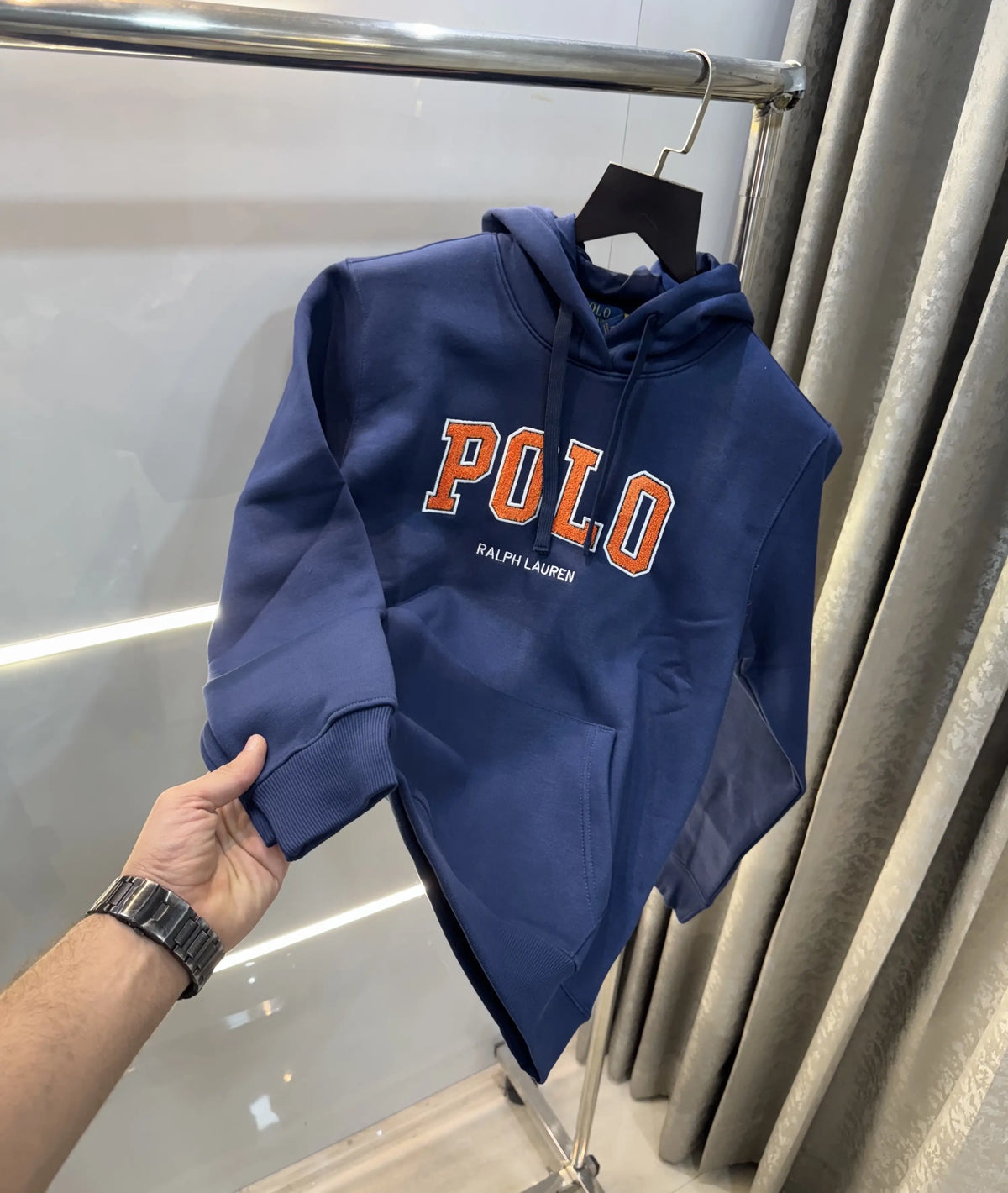 Ralph  Lauren Dark Blue Embroidery Logo Imported Hoodie