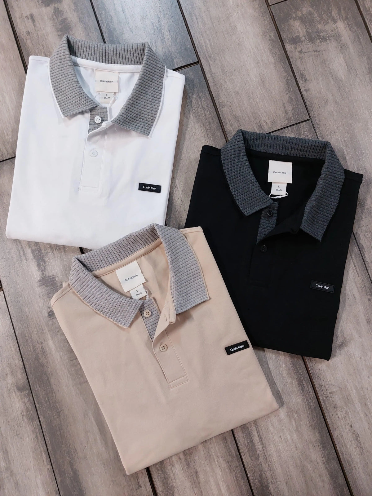 Calvin  Klein Beige Patch Logo Premium Polo T-Shirt