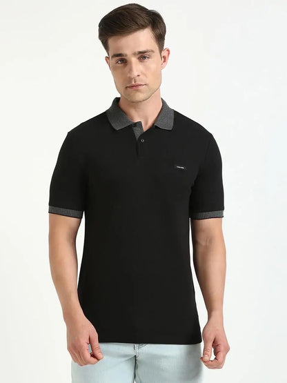 Calvin  Klein Black Patch Logo Premium Polo T-Shirt