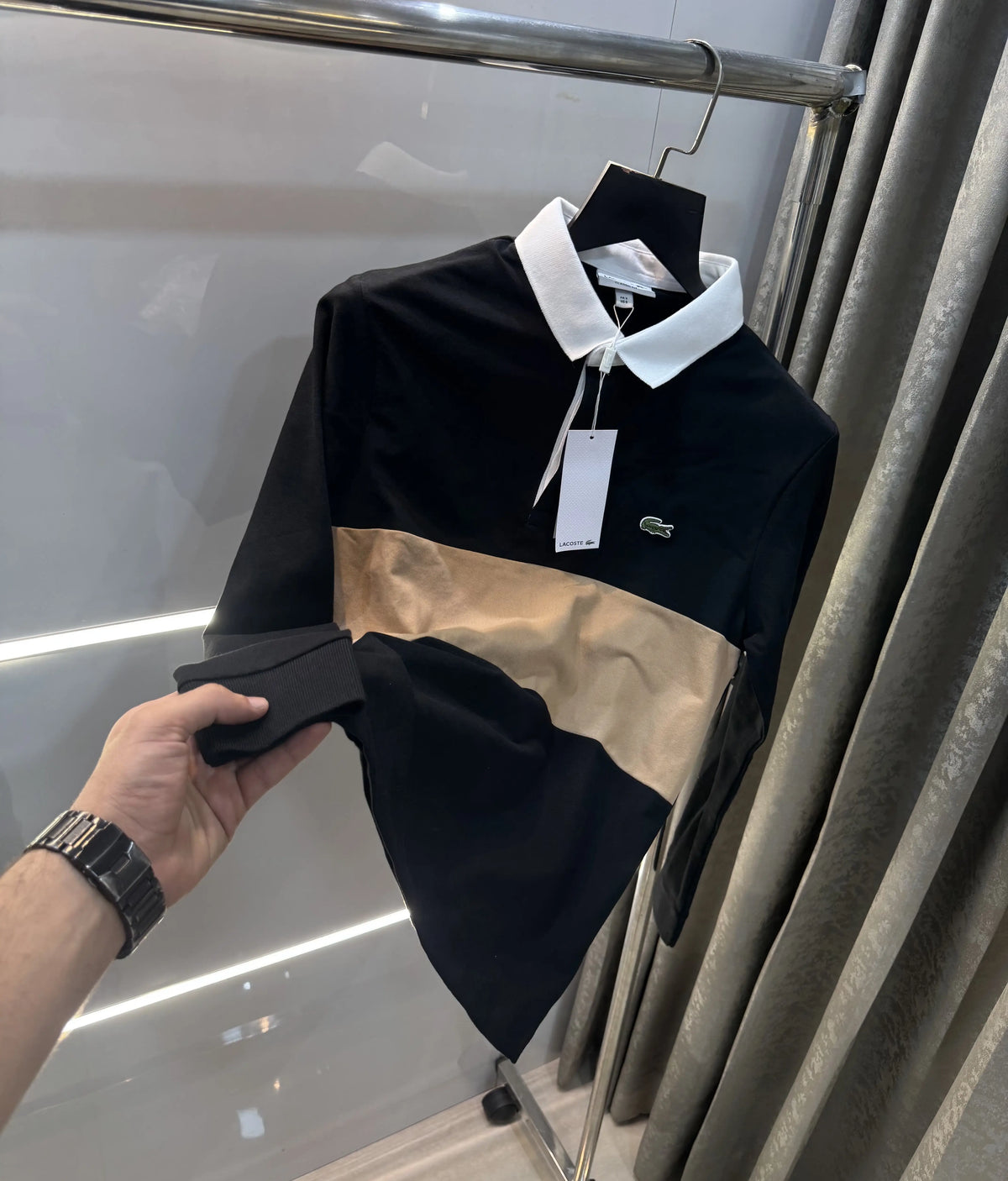 Lacost e black Premium Classic Full Sleeves Polo T-Shirt