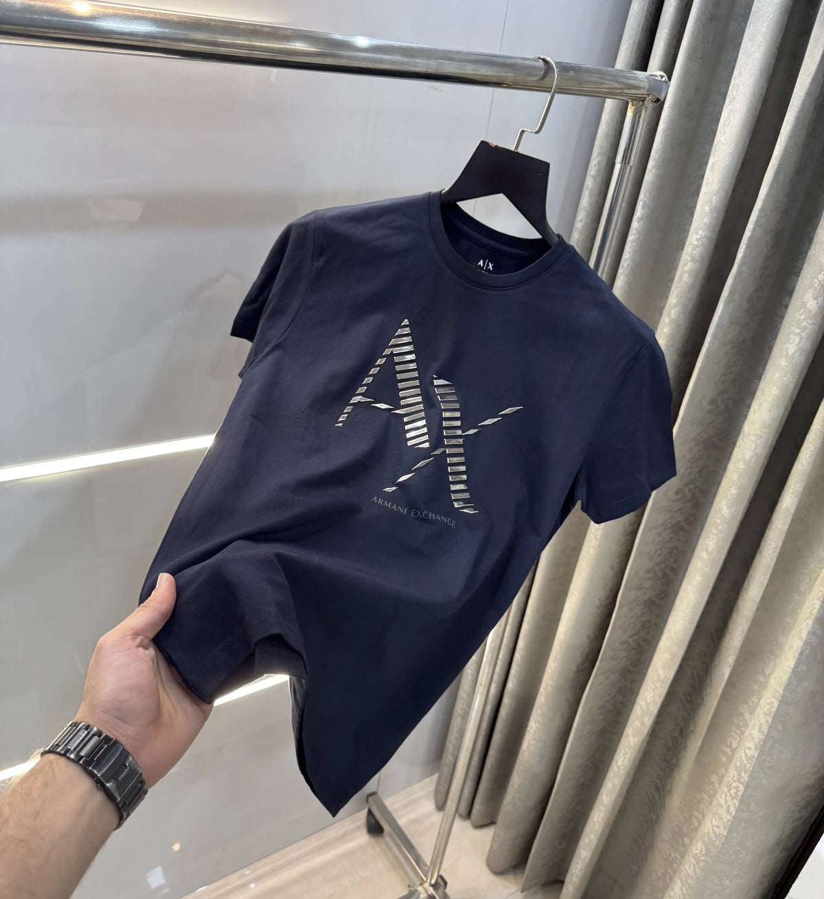 Arman i Exchange Navy Blue Logo Print Premium T-Shirt
