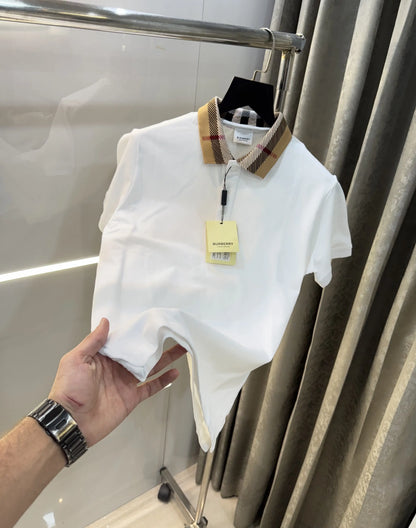Burberr y White Logo Work Imported Polo T-Shirt