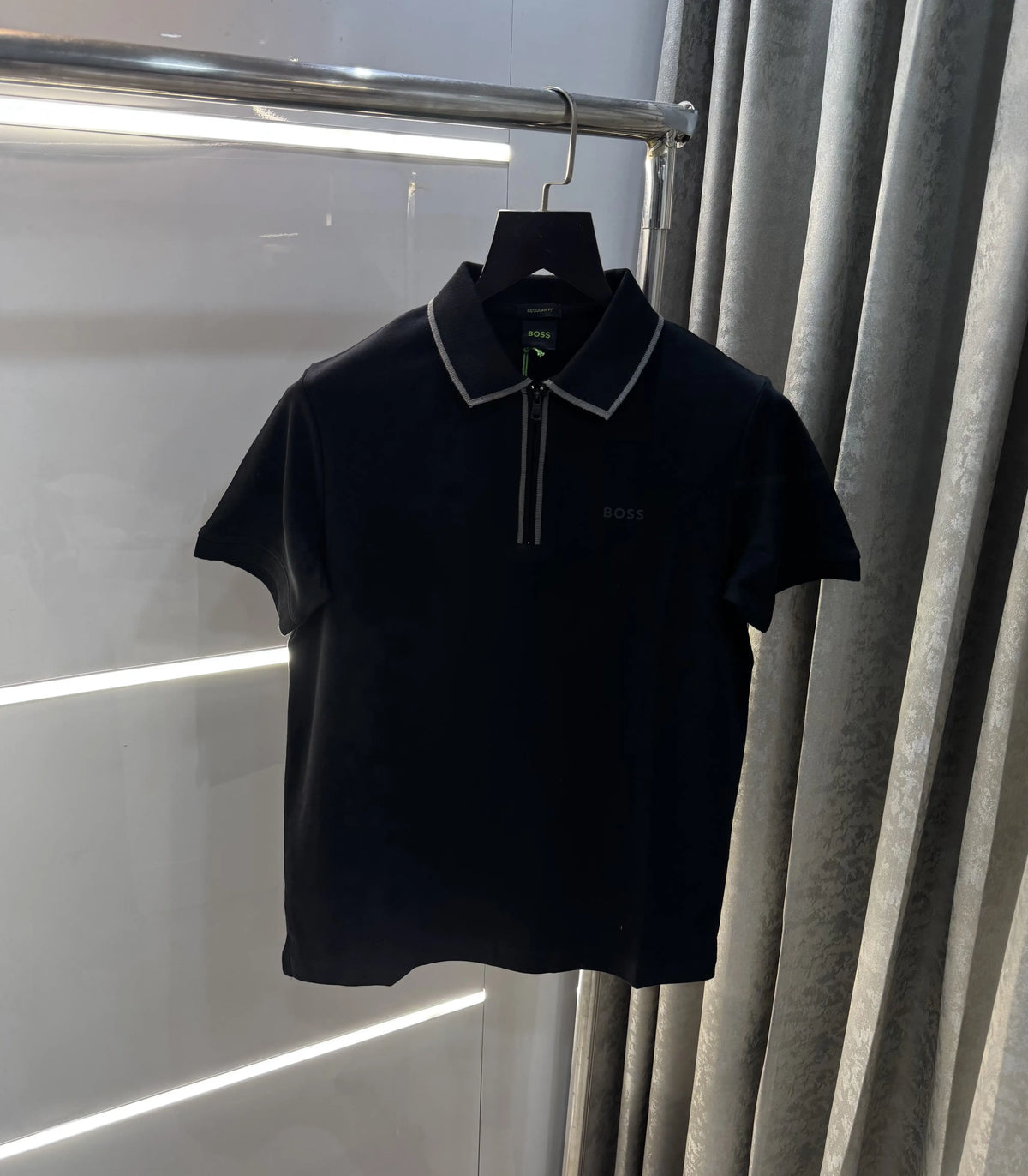 Hugo  Boss Black Zip Premium Polo T-Shirt