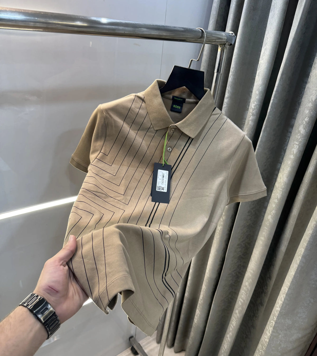 Hugo  B0_Ss Beige Logo Work Premium Polo T-Shirt