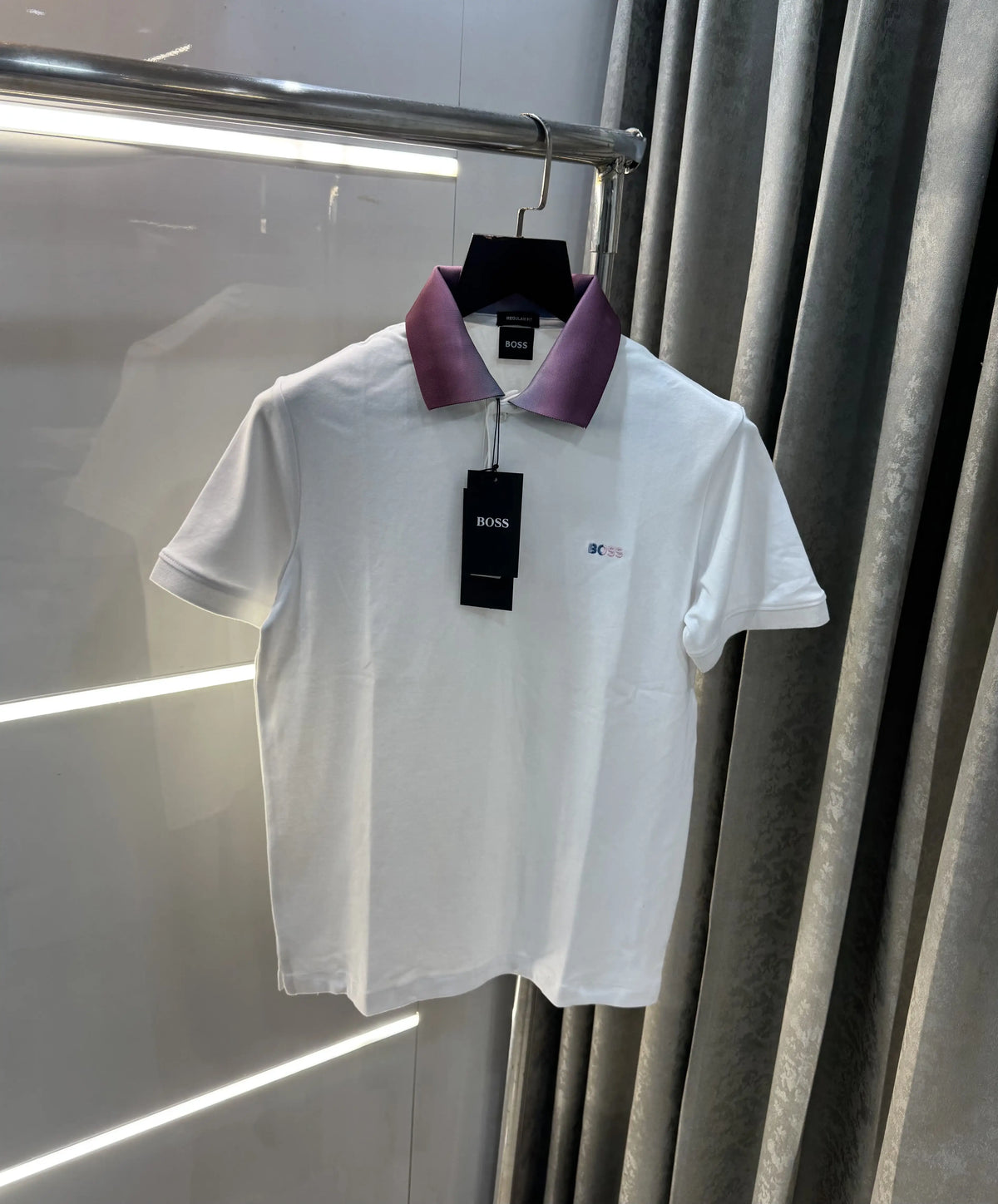 Hugo  bo5S White Collar Look Premium Polo T-Shirt