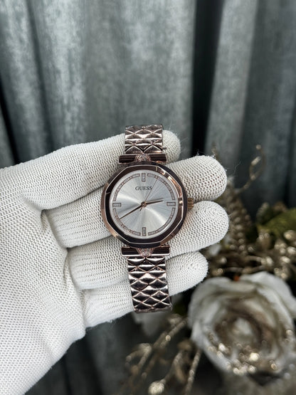 Gues s Copper White Ladies Premium Watch