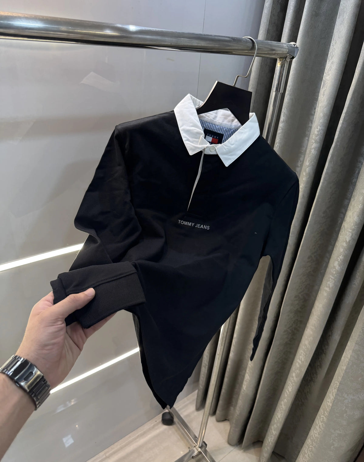 Tomm y Hilfiger Black Premium Full Sleeve Polo T-Shirt