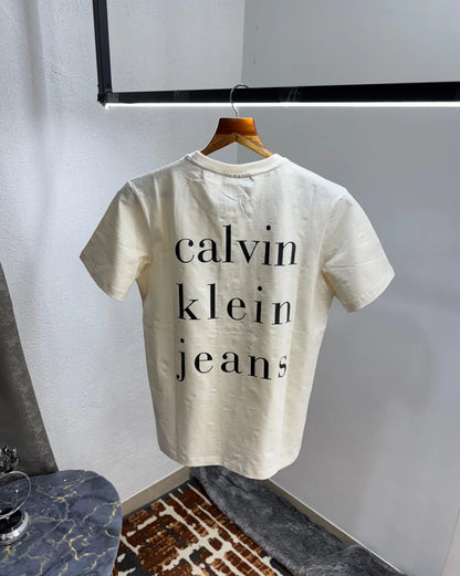 Calvin Klei n Creme Back Print Premium T-Shirt