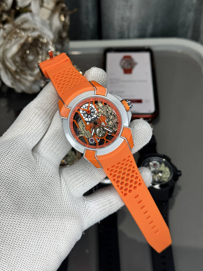 Jacob&Co. raM.. Silver Orange Quartz Watch