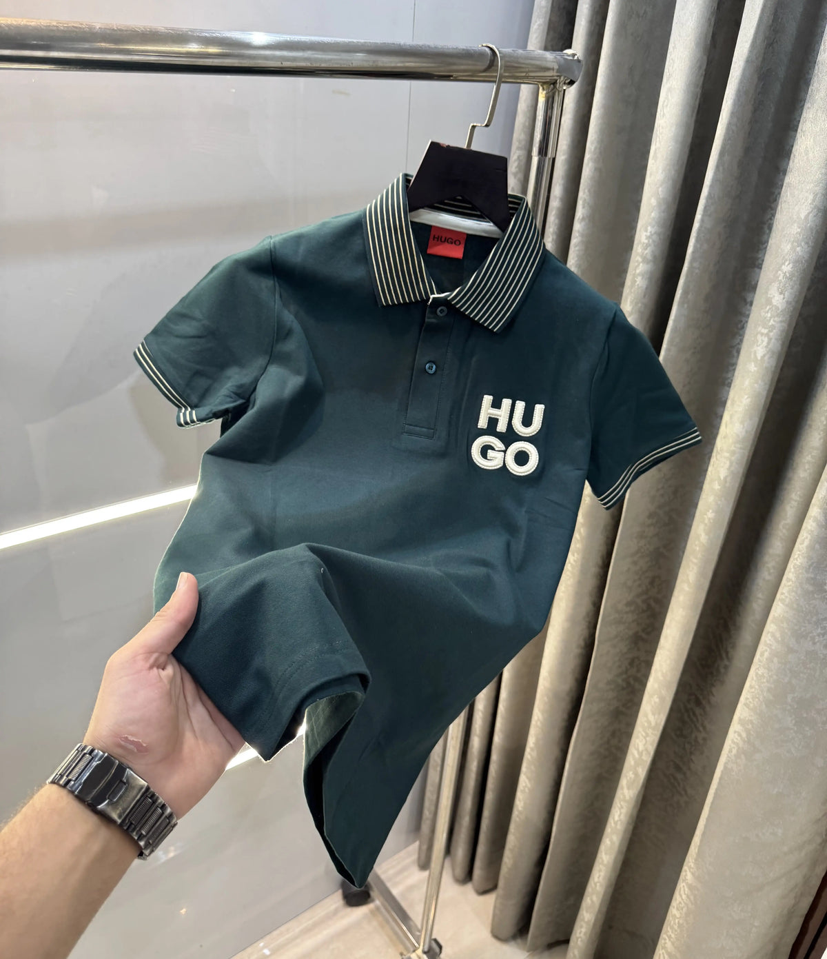 Hugo  Bo-5s Green Logo Work Premium Polo T-Shirt