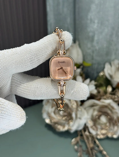 Chane l Diamond Cut Gold Pink Premium Watch