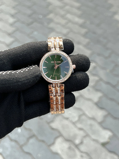 Michael Kors Diamond Rose Gold Green