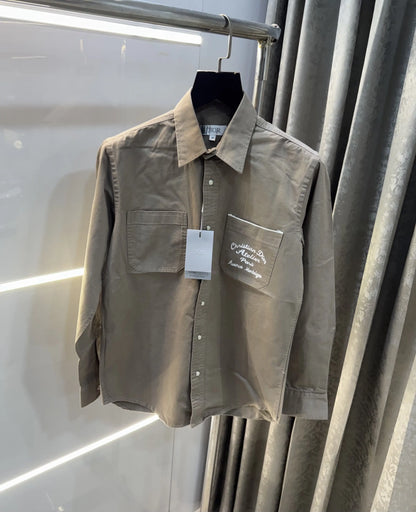 Christian Dior Light Brown Embroidery Logo Premium Shirt
