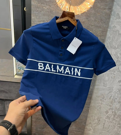 Balmai n Paris P.Blue  Metal Logo Imported Polo T-Shirt