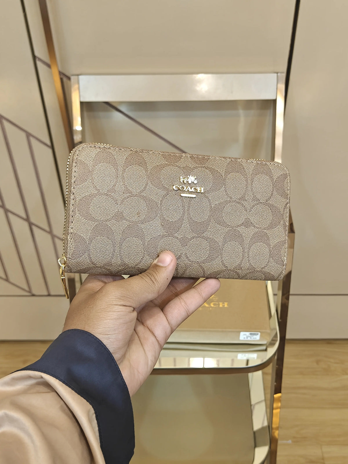 COACH LONG WALLET PREMIUM QUALITY WITH OVERALL MONOGRAM PRINT WITH OG BOX