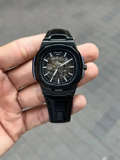 Pate_k Phillipe Automatic Leather Black