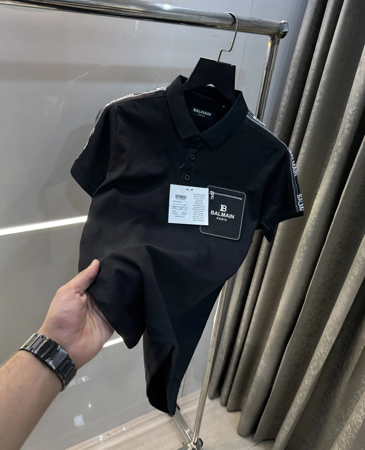 Balmai n Paris Black A Logo Work Imported Polo T-Shirt