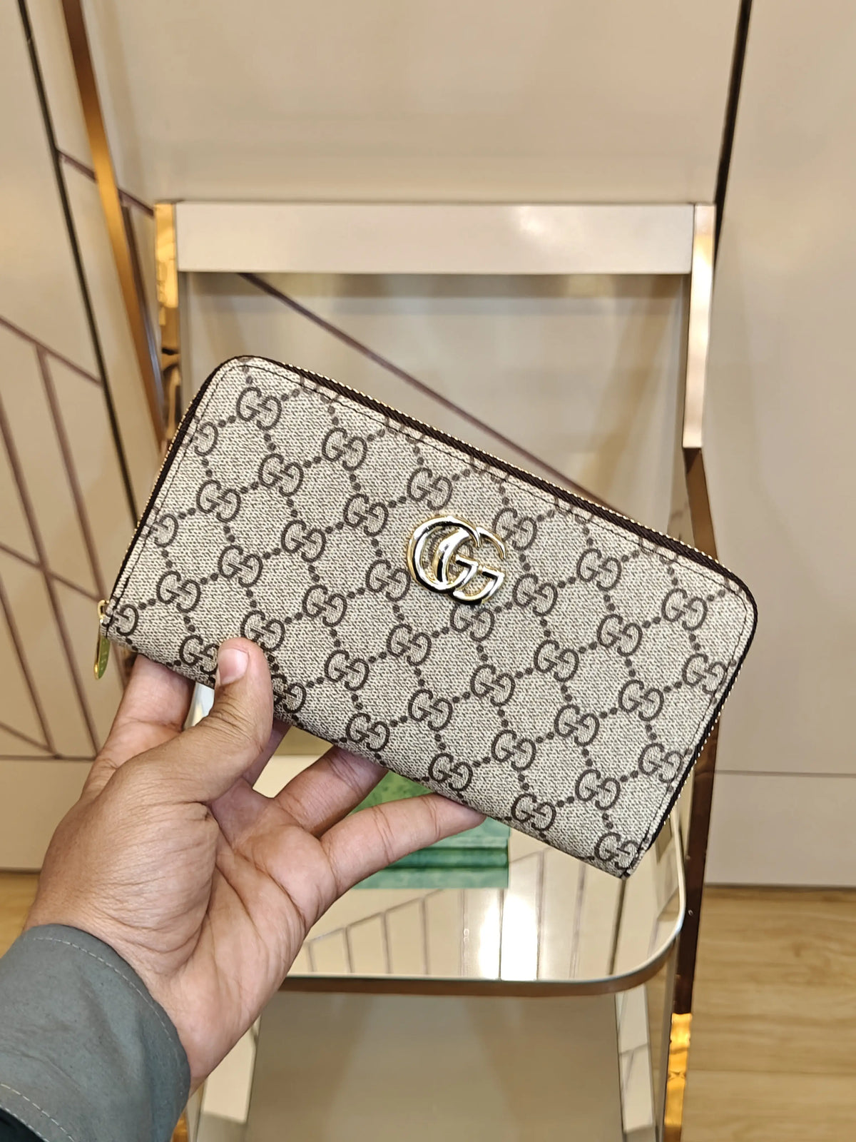 GG GUCCI PREMIUM QUALITY IMP LONG WALLET OVERALL MONOGRAM PRINT WITH OG BOX