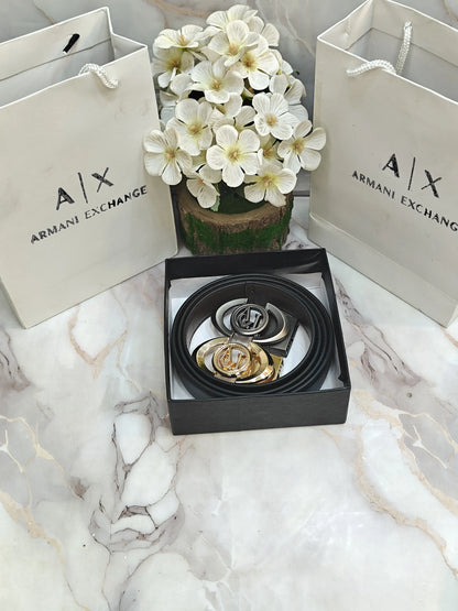 AX ARMANI EXCHANGE PREMIUM QUALITY REVERSEABLE BELT COMBO WITH OG BOX & CARRY BAG