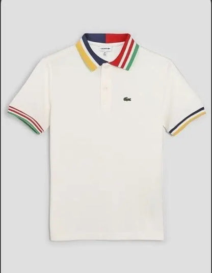 Lacost e Cream Embroidery Logo Premium Polo T-Shirt