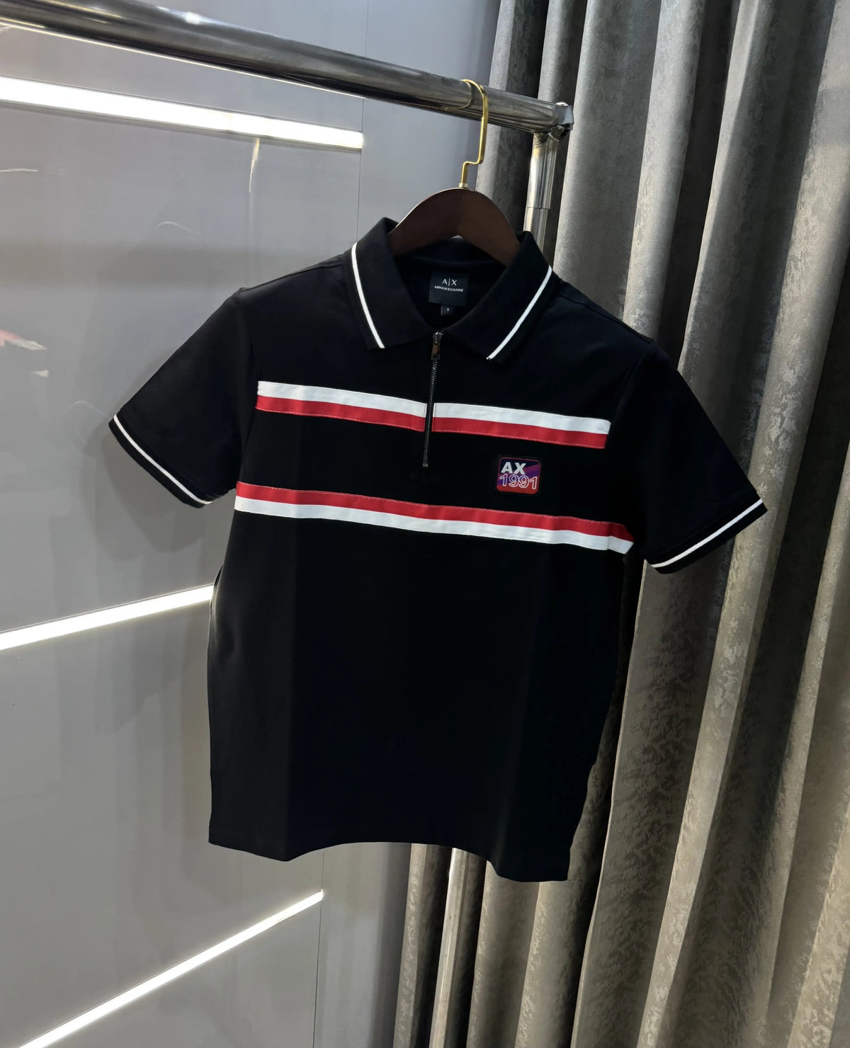 Arman i Exchang e Black Logo Work Premium Polo T-Shirt