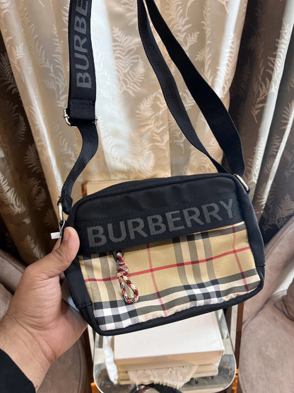 BURBERRY CHECKS ECONYL LOGO CROSSBODY SLING BAG WITH OG BOX CARD AND DUSTBAG