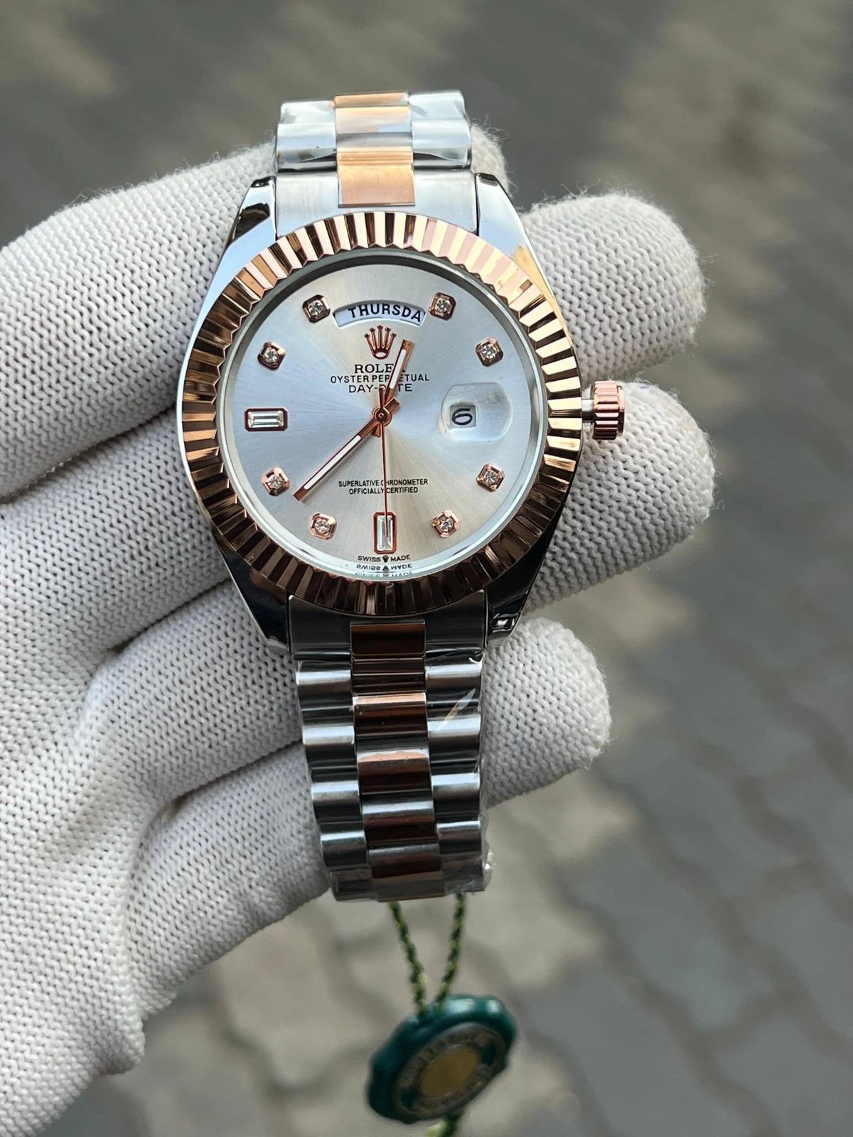 Rolex Day Date Diamond Two Tone White