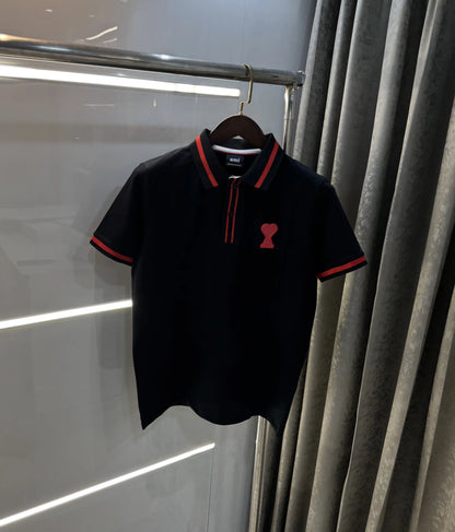 Ami Paris Black Premium Polo T-Shirt