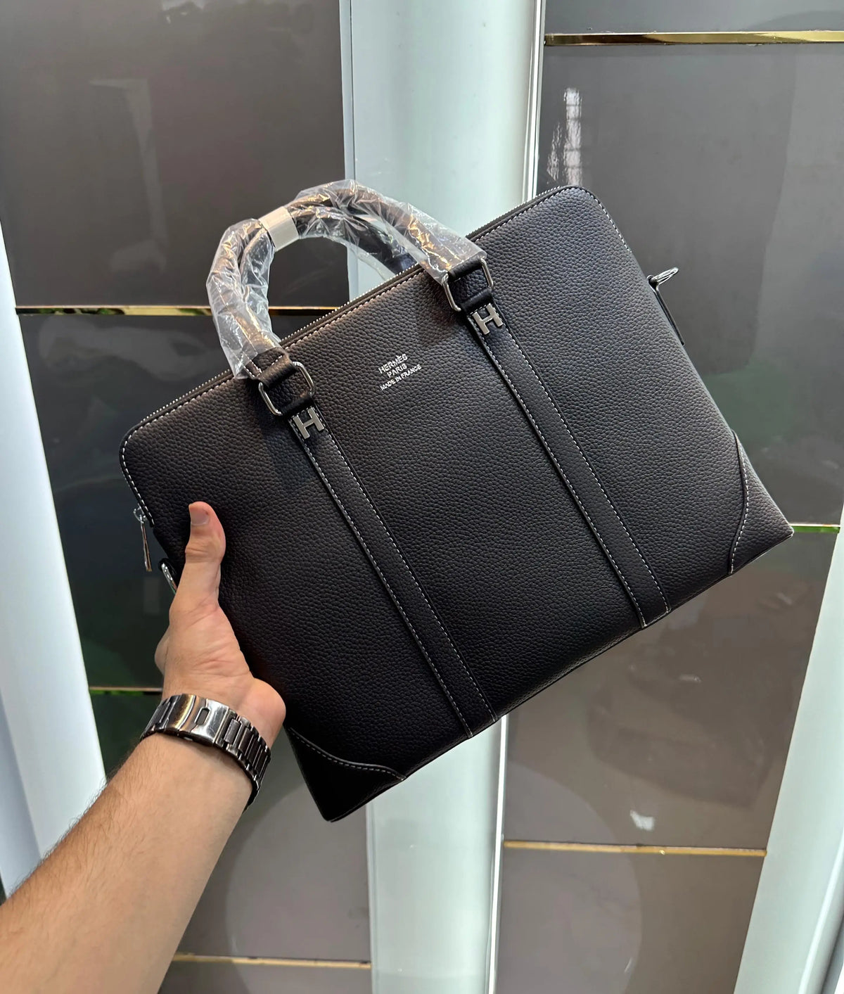 Herme s Black Luxury Premium Imported Laptop Bag