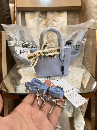 LACOSTE PREMIUM QUALITY IMPORTED MINI TOTE WITH SLING BELT L1212 BLUE