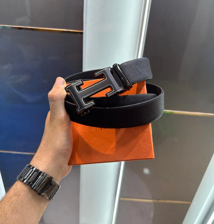 Herme s Black Grey 001 Premium Imported Belt