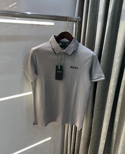 Hugo Boss Grey Logo Work Premium Polo T-shirt