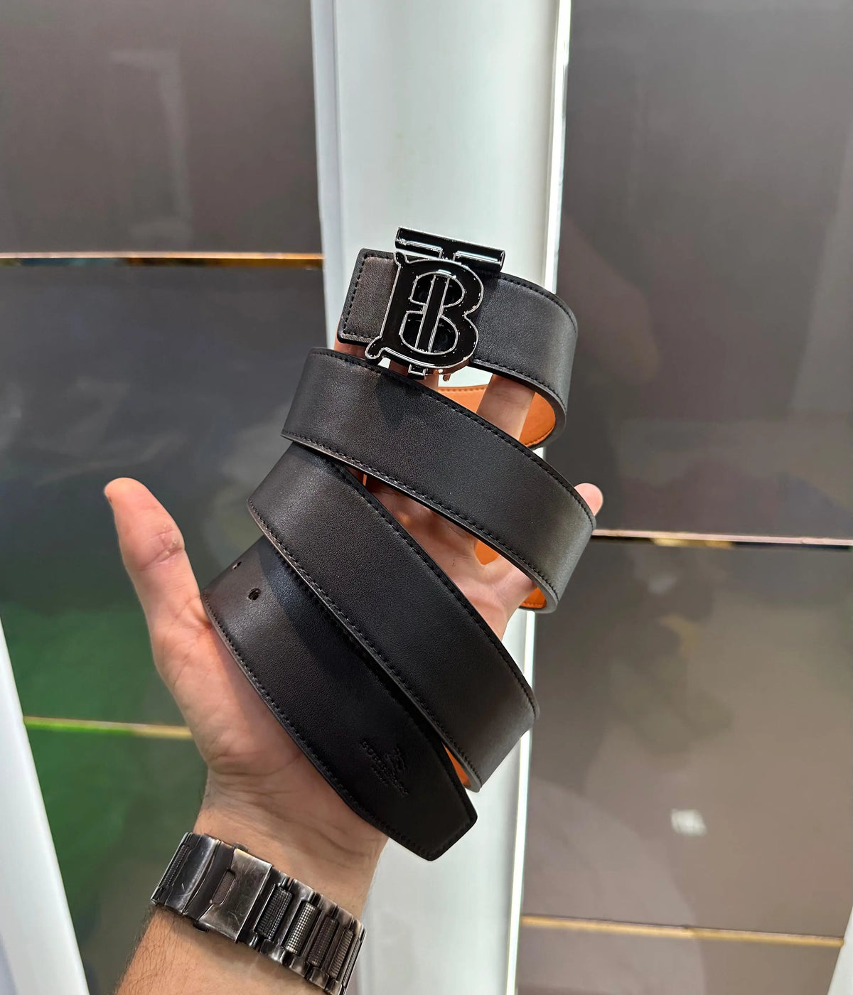 Burberr y Silver Black Premium Imported Belt