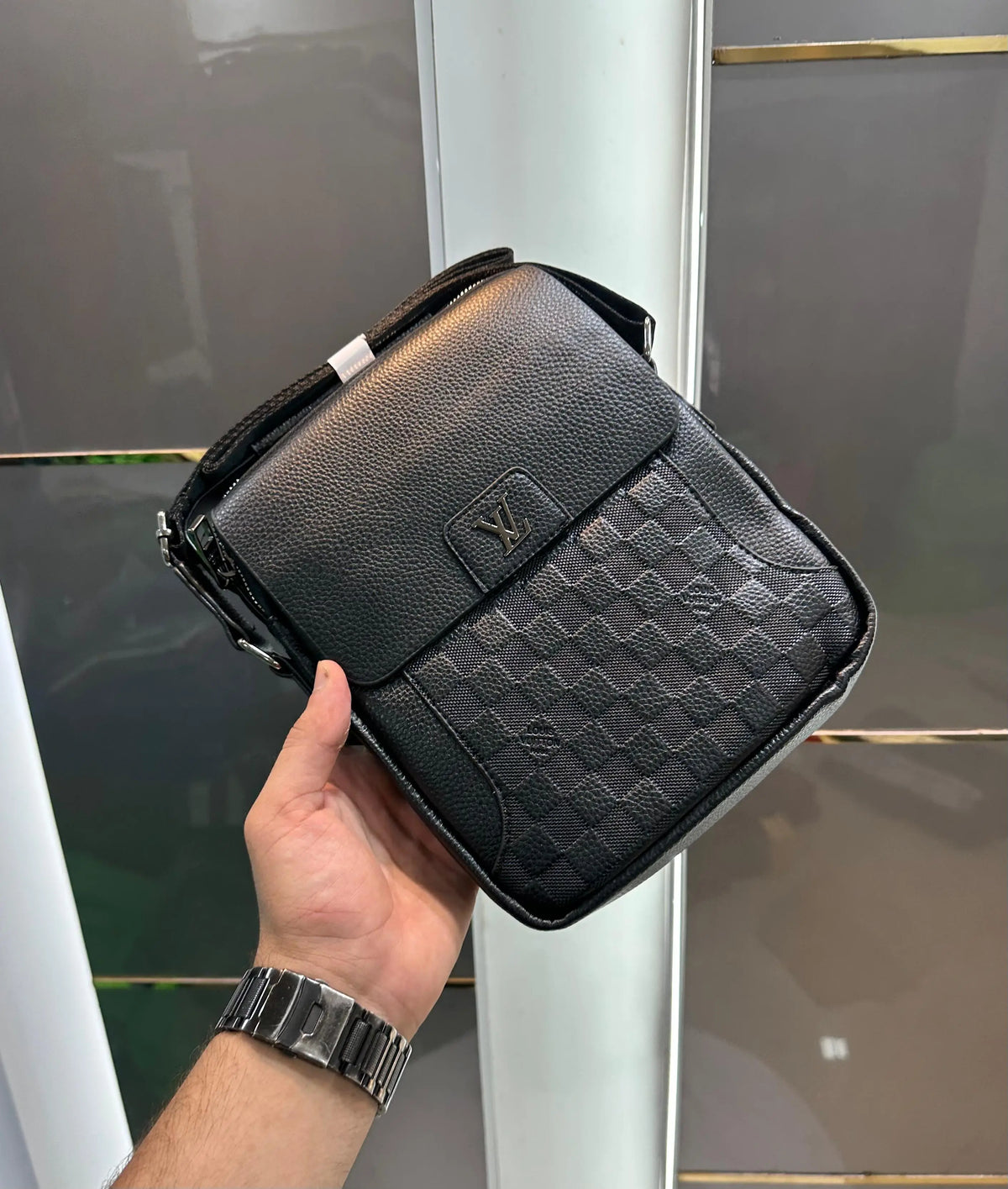 L V Black Premium Imported Cross Body Bag