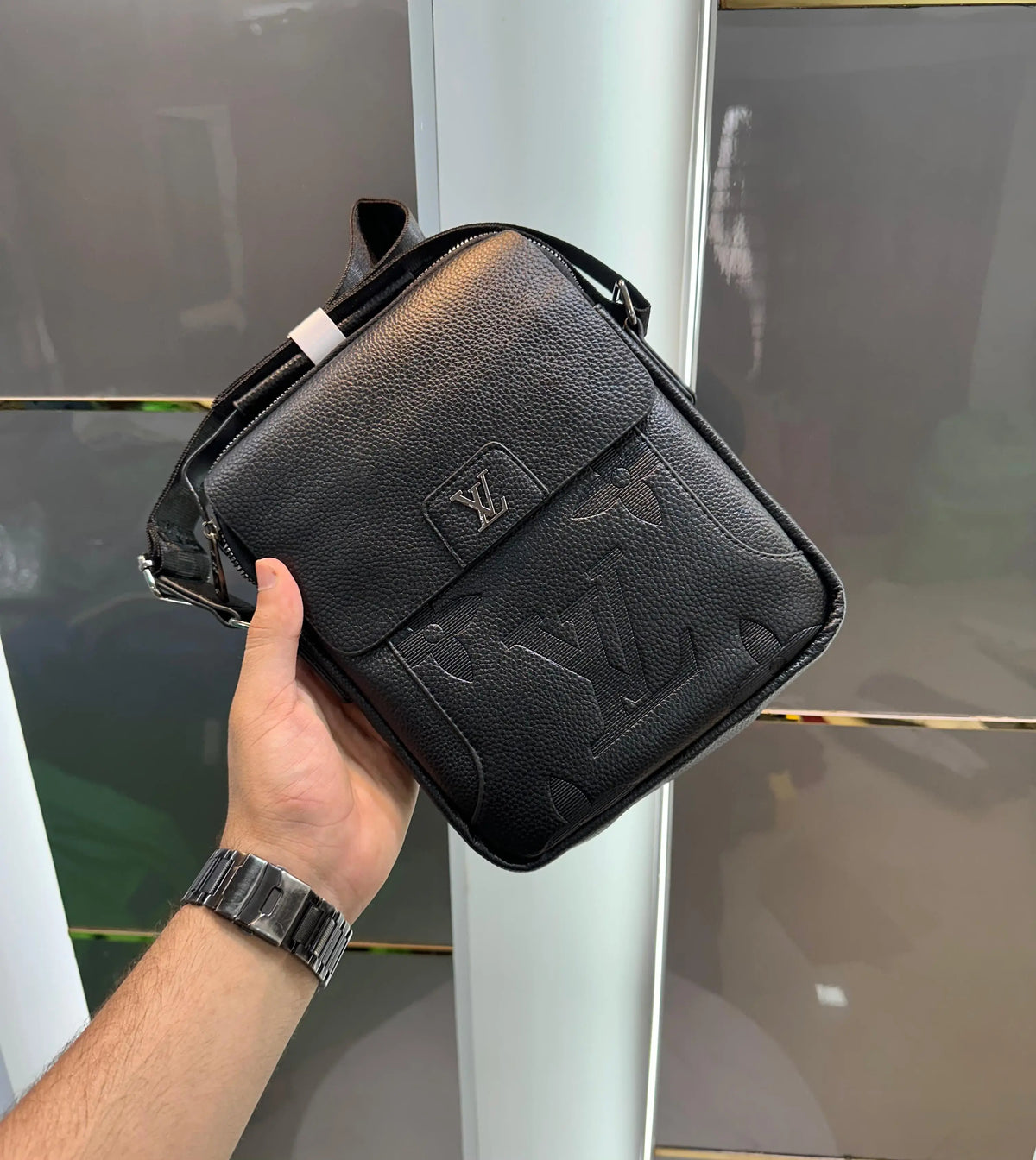 L V Black 002 Premium Imported Cross Body Bag