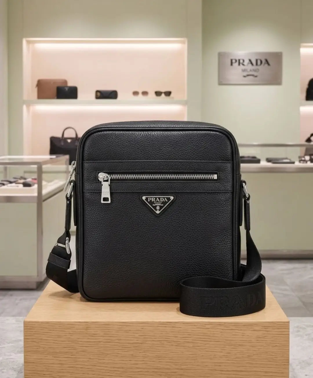 Prad a Black Premium Imported Cross Body Bag
