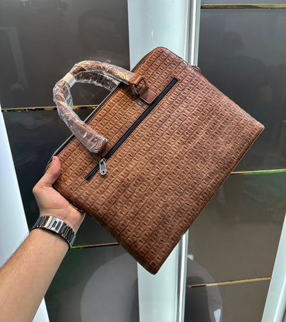 Mont Blan c Brown Textured Luxury Premium Imported Laptop Bag