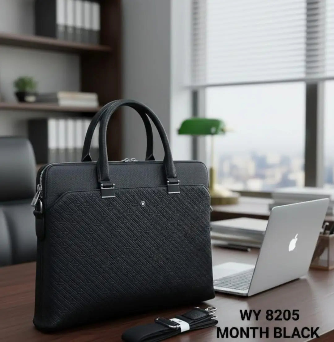 Mont Blanc Black 003 Monogram Luxury Premium Imported Laptop Bag