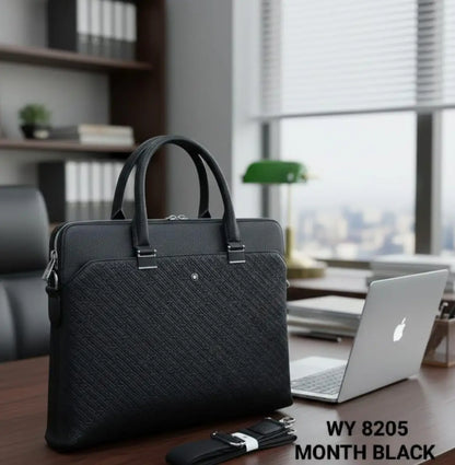 Mont Blanc Black 003 Monogram Luxury Premium Imported Laptop Bag