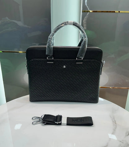 Mont Blanc Black 003 Monogram Luxury Premium Imported Laptop Bag