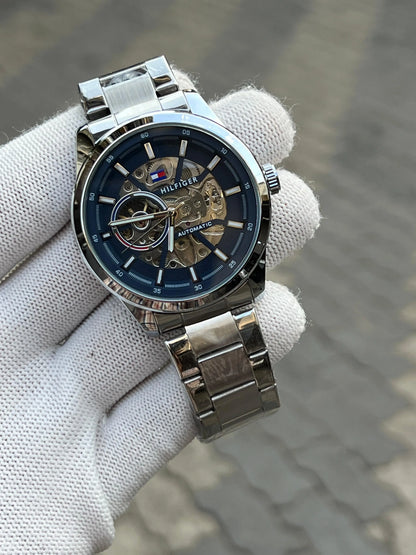 Tommy Hilfige r Automatic Chain Silver Blue