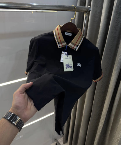 Burberr y Black Embroidery Logo  Premium Classic Polo T-Shirt