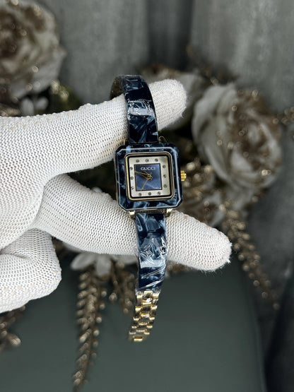 Gucci Gold Teal Blue Premium Ladies Watch