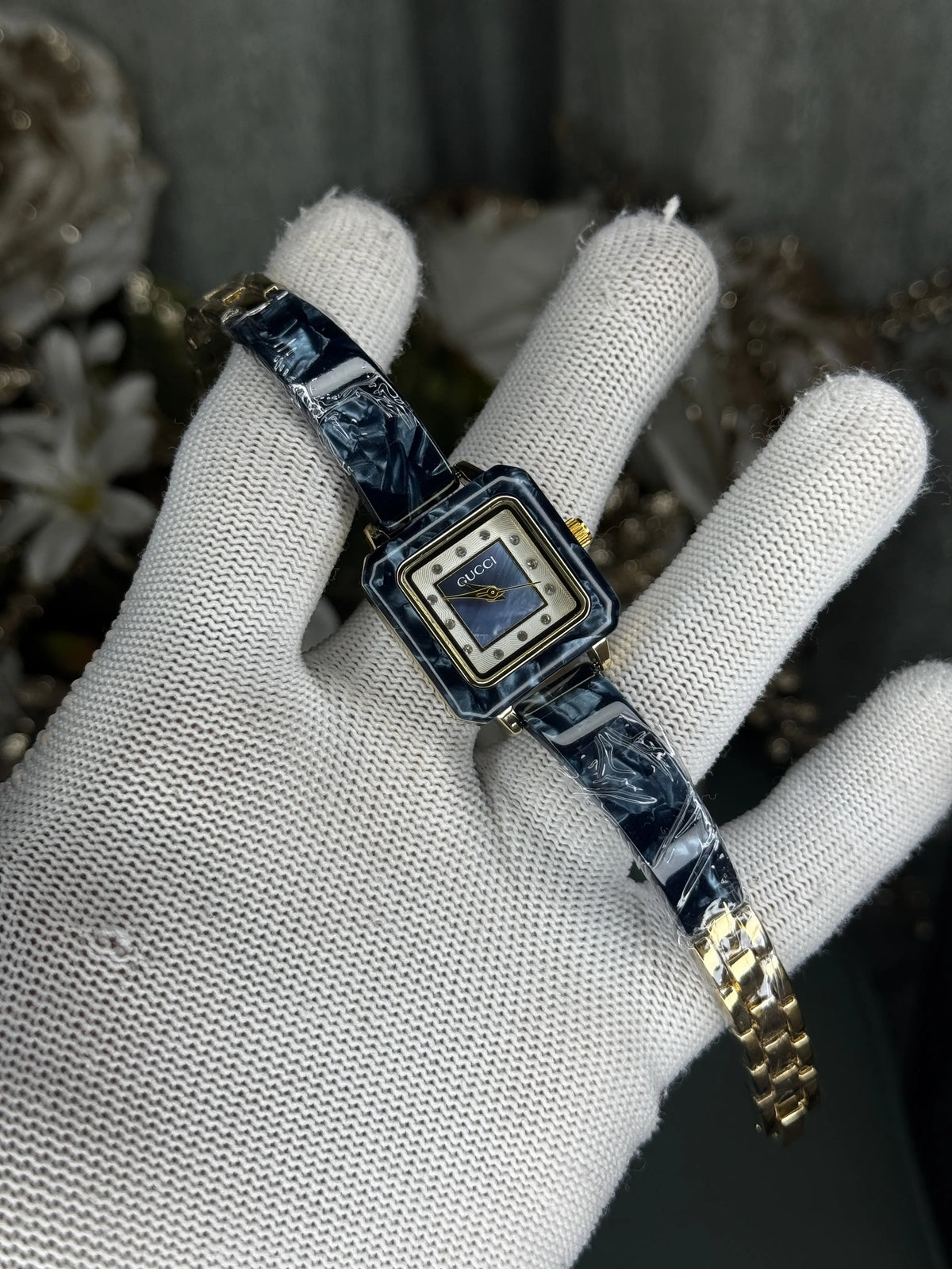 Gucci Gold Teal Blue Premium Ladies Watch