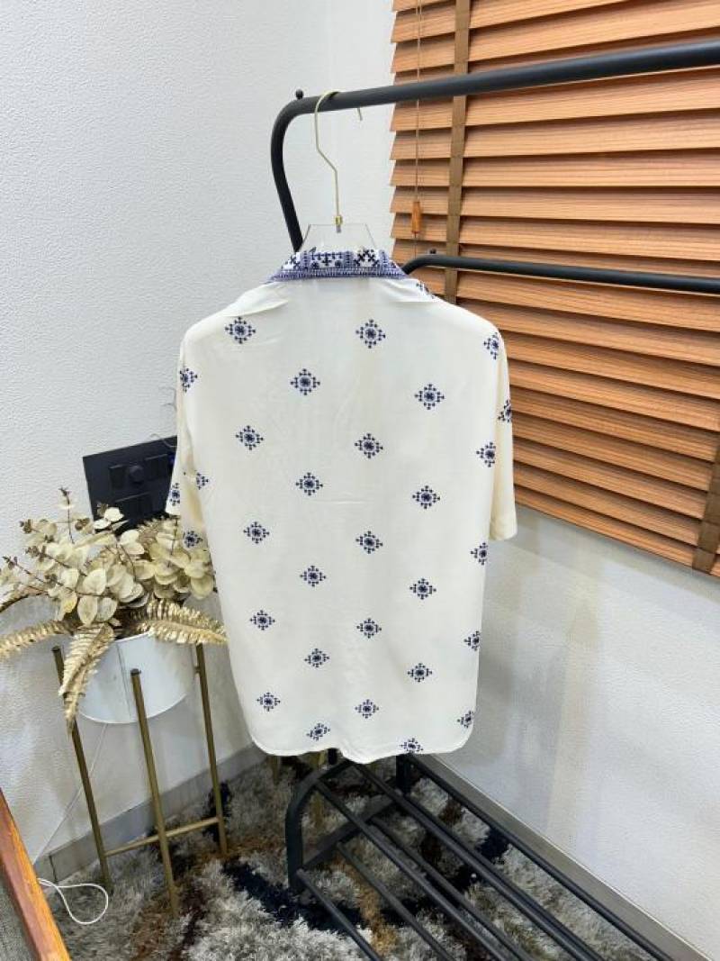 Amir_i Ajrakh Printed Turkey Imported Very Premium Linen Half Shirt (DN 519