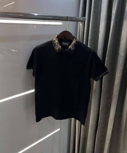 Versace Couture Black Logo Work Imported Polo T-Shirt
